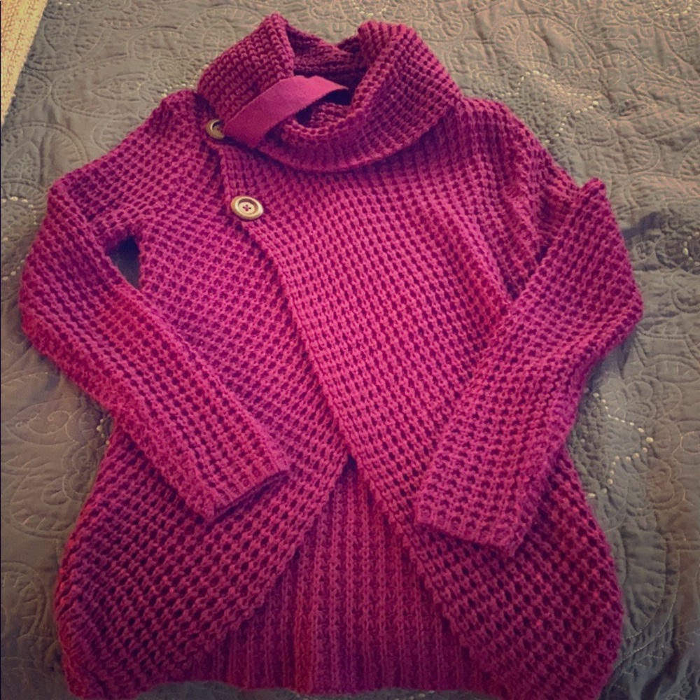 Cowl neck knit sweater